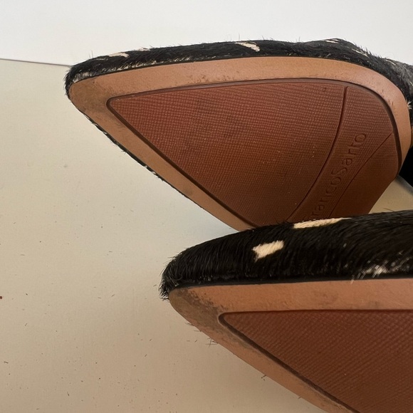 Franco Sarto Leather Cow Hair Black and White 3.35” Palma Pointy Toe Pump, 8M - Picture 9 of 10